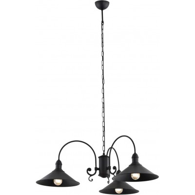 Lampadario Forma Conica 130×90 cm. 3 punti luce Soggiorno, camera da letto e atrio. Stile moderno. Acciaio. Colore nero