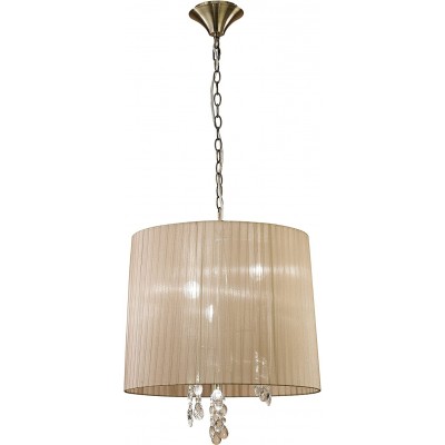 Hanging lamp 20W Cylindrical Shape 156×50 cm. Adjustable height Living room, dining room and lobby. Classic Style. Crystal and Metal casting. Sand Color