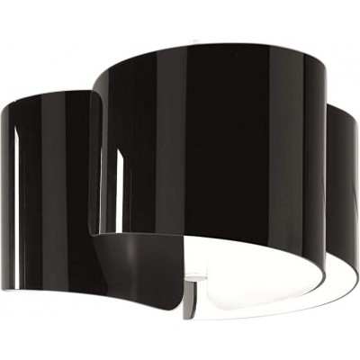 Indoor wall light 70W Cylindrical Shape 46×46 cm. Living room, bedroom and lobby. Modern Style. Metal casting, Paper and Glass. Black Color