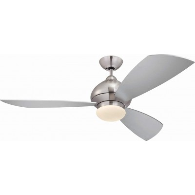 Ceiling fan with light 17W Spherical Shape 132×132 cm. 3 vanes-blades. Remote control Living room, dining room and lobby. Modern Style. Metal casting. Nickel Color