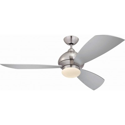 404,95 € Kostenloser Versand | Deckenventilator mit Licht 17W 132×132 cm. 3 Flügelblätter. Fernbedienung Metall. Nickel Farbe