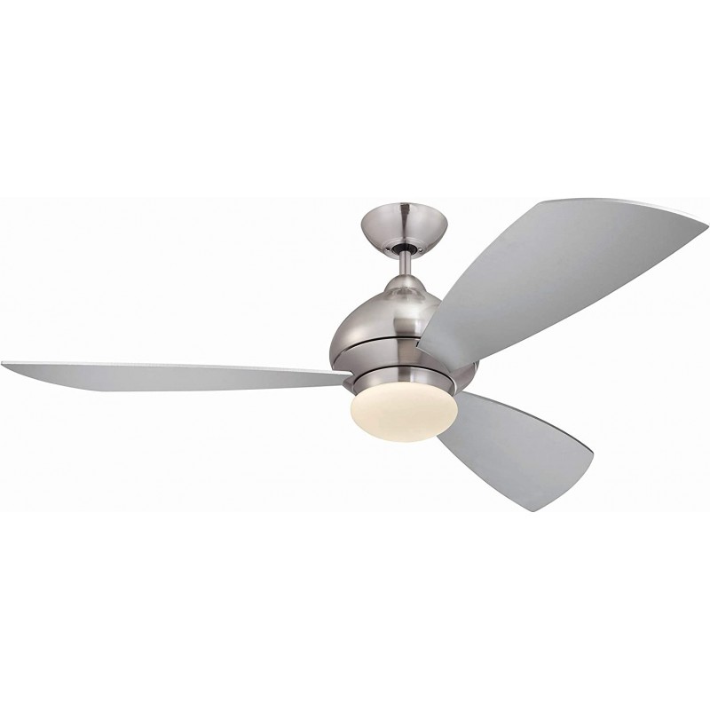 424,95 € Free Shipping | Ceiling fan with light 17W Spherical Shape 132×132 cm. 3 vanes-blades. Remote control Living room, dining room and lobby. Modern Style. Metal casting. Nickel Color