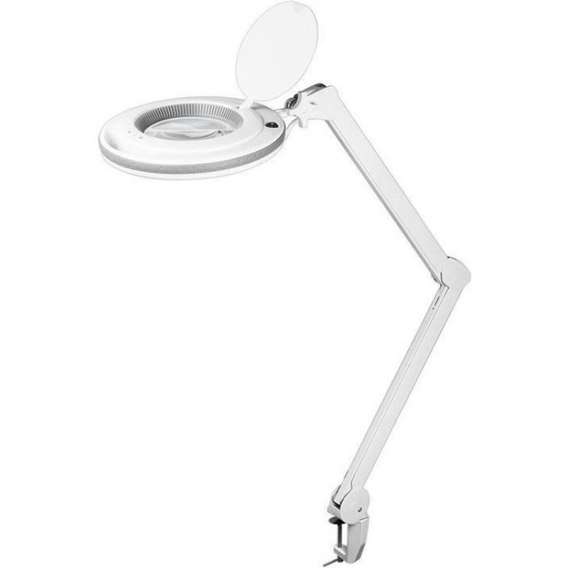 117,95 € 免费送货 | 技术灯 圆形的 形状 84×84 cm. 带 LED 照明的放大镜。用夹子固定桌子 客厅, 饭厅 和 卧室. 白色的 颜色
