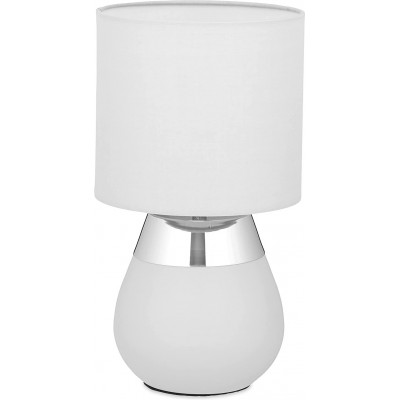 Lámpara de sobremesa 40W Forma Cilíndrica 33×18 cm. Táctil. 3 intensidades regulables Salón, comedor y dormitorio. Estilo moderno. PMMA, Metal y Textil. Color blanco