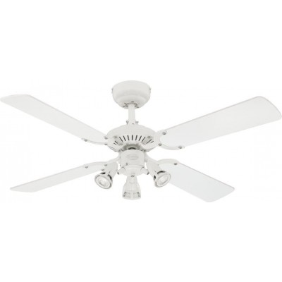 109,95 € Free Shipping | Ceiling fan with light 50W 105×105 cm. 4 reversible blades-blades. triple focus Living room, bedroom and lobby. Modern Style. PMMA and Metal casting. White Color