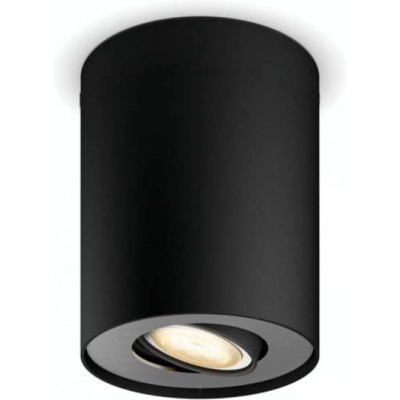 77,95 € 免费送货 | 室内射灯 Philips 5W 圆柱型 形状 12×10 cm. LED。 Alexa 和 Google Home 客厅, 饭厅 和 大堂设施. 金属. 黑色的 颜色