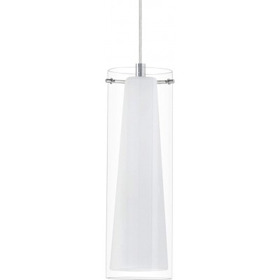 Lâmpada pendurada Eglo Forma Cilíndrica 110×11 cm. Sala de estar, sala de jantar e quarto. Estilo moderno. Aço e Vidro. Cor branco