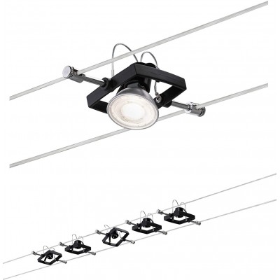 5 units box Indoor spotlight 10W 1000 cm. 10 meters. Adjustable spotlights. Installation with parallel cable system Pmma and metal casting. Black Color