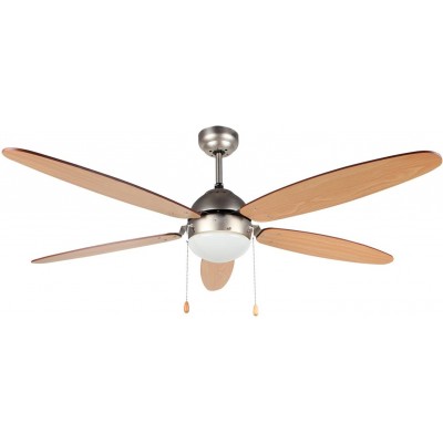 128,95 € Free Shipping | Ceiling fan with light 60W Ø 132 cm. 5 vanes-blades. 3 speeds. chain breaker Dining room, bedroom and lobby. Wood. Brown Color