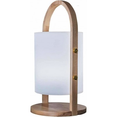 Lámpara de sobremesa 5W Forma Cilíndrica 37×19 cm. LED inalámbrico Comedor, dormitorio y vestíbulo. Estilo moderno. Madera. Color blanco