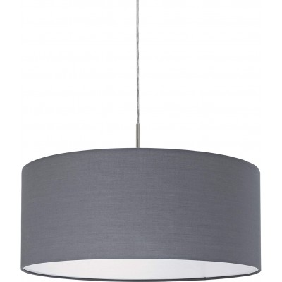 Hanging lamp Eglo 60W Cylindrical Shape Ø 53 cm. Kitchen, dining room and bedroom. Modern Style. Steel and Textile. Gray Color