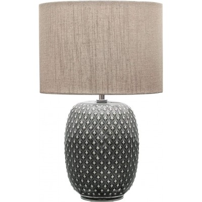 89,95 € Free Shipping | Table lamp 60W Cylindrical Shape 40×25 cm. Living room, dining room and bedroom. Modern Style. Ceramic, PMMA and Textile. Brown Color