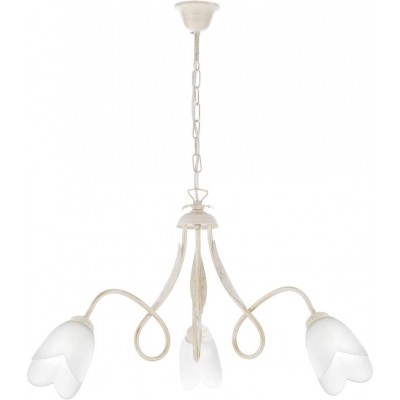 92,95 € Free Shipping | Chandelier 6W 40×40 cm. 3 points of light Crystal and metal casting. White Color