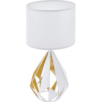 Lámpara de sobremesa Eglo 60W Forma Cilíndrica Salón, comedor y vestíbulo. Estilo retro. Acero y Cristal. Color blanco