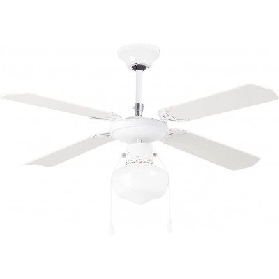 106,95 € Free Shipping | Ceiling fan with light 50W 103×103 cm. 4 vanes-blades. 3 speeds. Silent Living room, dining room and bedroom. Classic Style. Wood. White Color