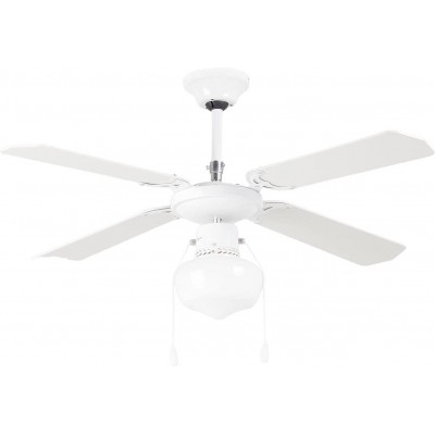 101,95 € Free Shipping | Ceiling fan with light 50W 103×103 cm. 4 vanes-blades. 3 speeds. Silent Wood. White Color