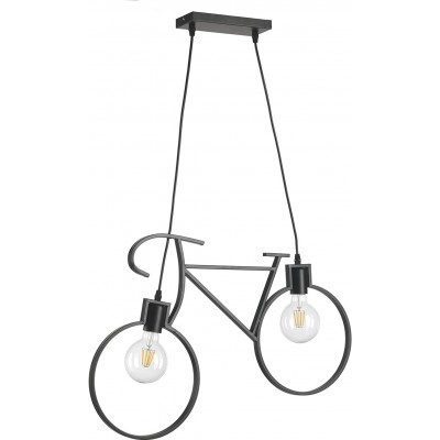 61,95 € Free Shipping | Hanging lamp 125×67 cm. 2 points of light. Bicycle shaped design Living room, dining room and lobby. Metal casting. Black Color