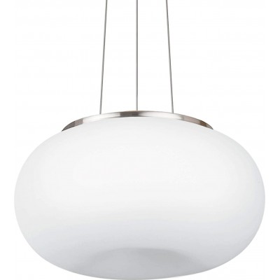 Lámpara colgante Eglo 60W Forma Esférica Ø 35 cm. Salón, comedor y dormitorio. Acero y Vidrio. Color blanco