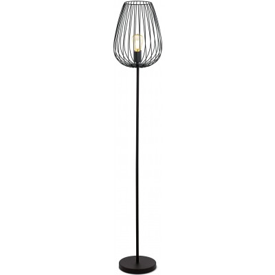 Lámpara de pie Eglo 60W Forma Esférica 160×28 cm. Interruptor de pie Salón, comedor y dormitorio. Estilo retro. Acero. Color gris