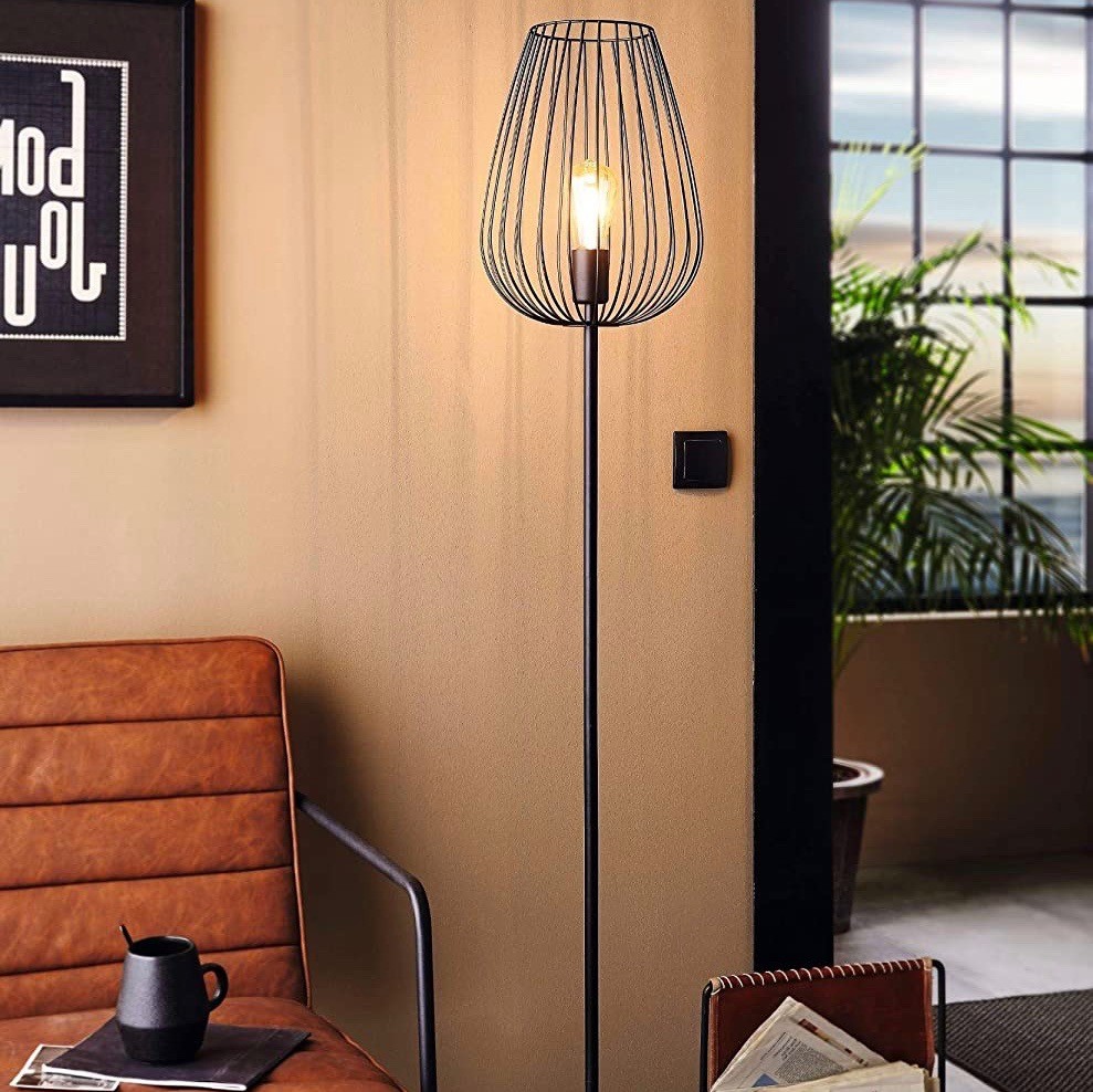 119,95 € Free Shipping | Floor lamp Eglo 60W 160×28 cm. Foot switch Steel. Gray Color