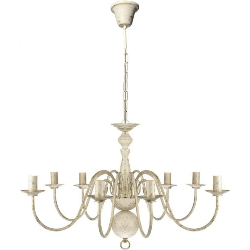 99,95 € Free Shipping | Chandelier 40W 31×20 cm. 8 light points Living room, dining room and bedroom. Vintage Style. Metal casting. White Color