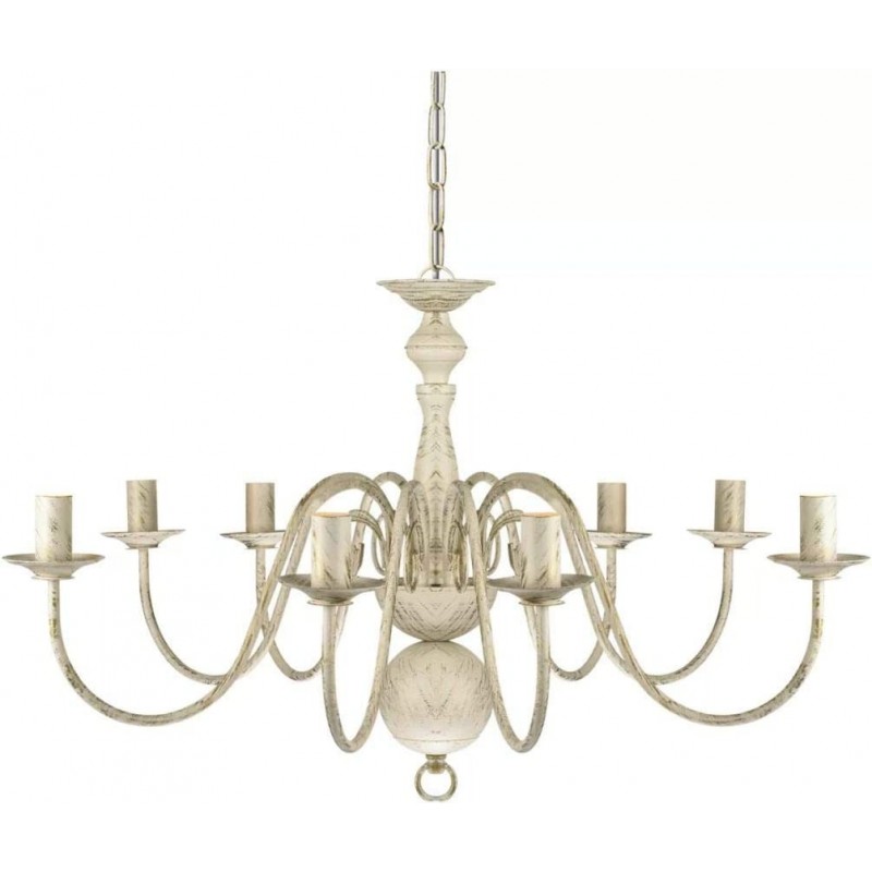 99,95 € Free Shipping | Chandelier 40W 31×20 cm. 8 light points Living room, dining room and bedroom. Vintage Style. Metal casting. White Color