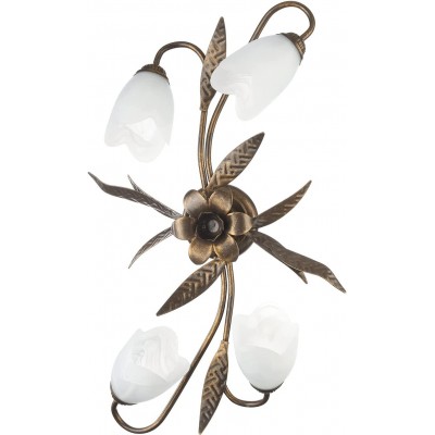 77,95 € Free Shipping | Ceiling lamp 70×40 cm. 4 spotlights. flower shaped design Living room, dining room and bedroom. Modern Style. Metal casting and Glass. Brown Color