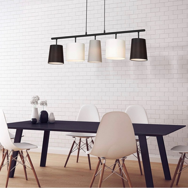 109,95 € Free Shipping | Hanging lamp 40W Cylindrical Shape 5 LED spotlights Living room. Modern Style. Metal casting and Textile