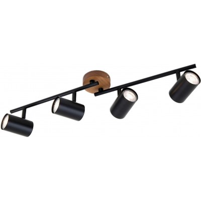 109,95 € Free Shipping | Indoor spotlight 68×15 cm. 4 rotating and adjustable spotlights Metal casting and wood. Black Color