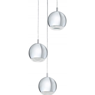 131,95 € Free Shipping | Hanging lamp Eglo 3W 3000K Warm light. Spherical Shape 110×29 cm. 3 points of light Living room, dining room and bedroom. Modern Style. Steel and PMMA. Gray Color