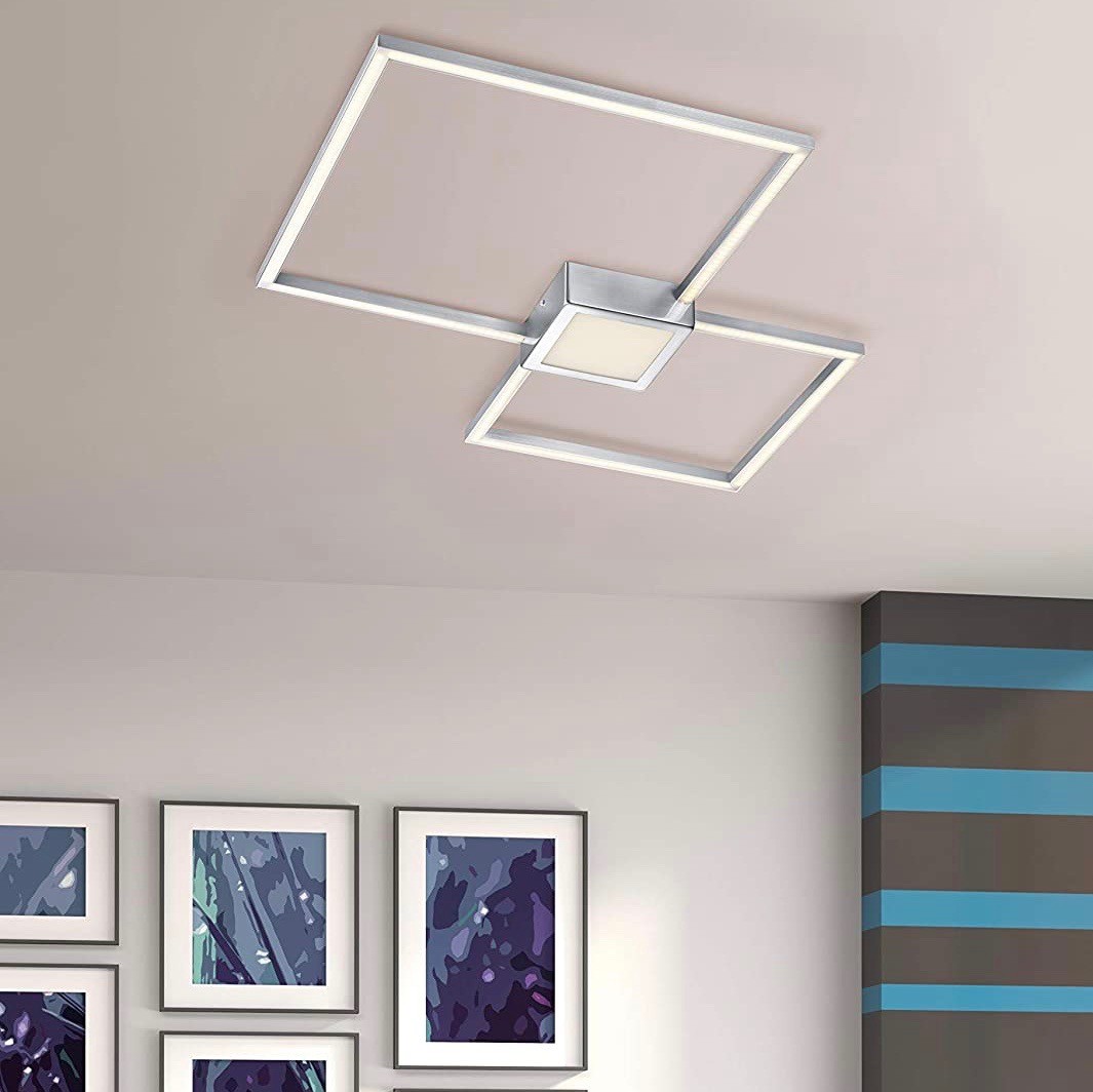 73,95 € Spedizione Gratuita | Lampada da soffitto Trio 28W 65×65 cm. Pmma e metallo. Colore nichel