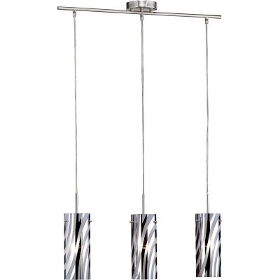 Lámpara colgante 60W Forma Cilíndrica 69×10 cm. Triple foco Comedor. Estilo moderno. Metal. Color níquel