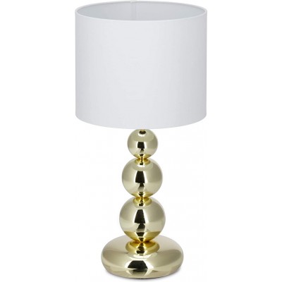 Lampe de table 40W Façonner Cylindrique 50×25 cm. Salle, salle à manger et hall. Style moderne. Métal et Textile. Couleur blanc