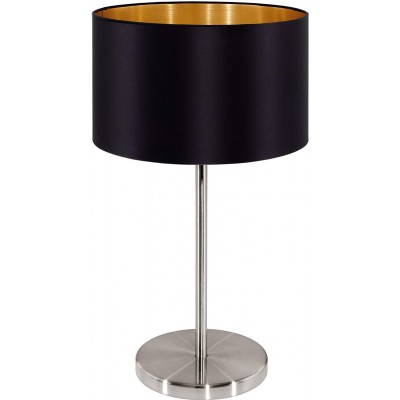 Table lamp Eglo 60W Cylindrical Shape 42×23 cm. Living room, dining room and bedroom. Modern Style. Steel and Textile. Black Color