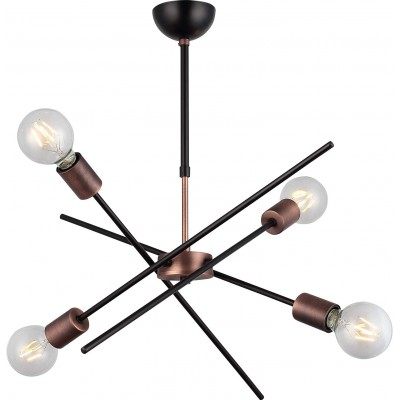 93,95 € Free Shipping | Chandelier 40W 65×17 cm. 4 points of light Living room, dining room and lobby. Modern Style. Metal casting. Black Color