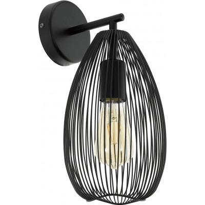 83,95 € Free Shipping | Indoor wall light Eglo 60W Cylindrical Shape 35×20 cm. Dining room, bedroom and lobby. Vintage Style. Steel. Black Color