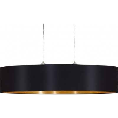 Hanging lamp Eglo 60W Oval Shape 110×100 cm. 2 points of light Kitchen, dining room and bedroom. Modern Style. Steel and Textile. Black Color