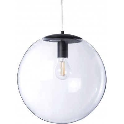 Lámpara colgante 40W Forma Esférica 37×37 cm. Comedor, dormitorio y vestíbulo. Estilo moderno. Cristal y Metal. Color negro