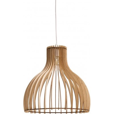 87,95 € Free Shipping | Hanging lamp 60W Spherical Shape 36×36 cm. Dining room, bedroom and lobby. Nordic Style. Wood. Brown Color