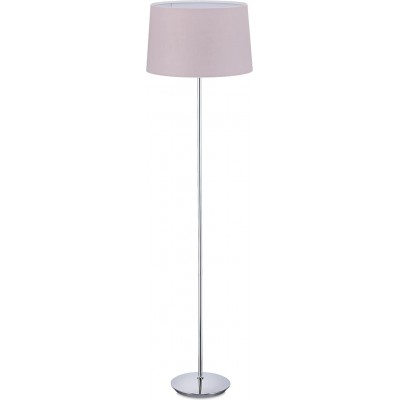 Lámpara de pie 60W Forma Cilíndrica Ø 40 cm. Salón, comedor y vestíbulo. Estilo moderno. Metal y Textil. Color cromado