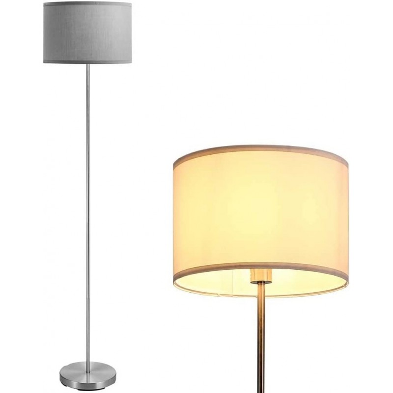 77,95 € Free Shipping | Floor lamp 60W Cylindrical Shape 160×35 cm. Living room, dining room and bedroom. Modern Style. Metal casting and Textile. Plated chrome Color