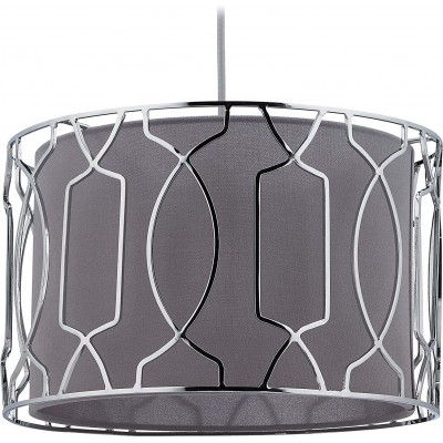 Lámpara colgante 60W Forma Cilíndrica 124×35 cm. Dormitorio. Estilo moderno. PMMA, Metal y Textil. Color gris