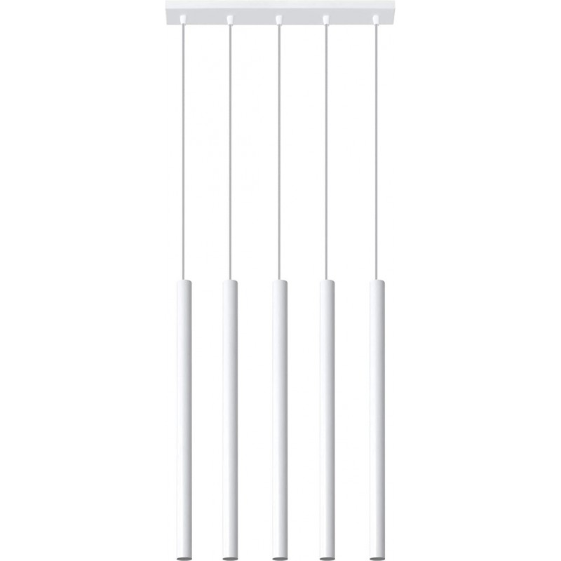 119,95 € Free Shipping | Hanging lamp Cylindrical Shape 100×45 cm. 5 spotlights Kitchen, dining room and bedroom. Modern Style. Steel and Metal casting. White Color