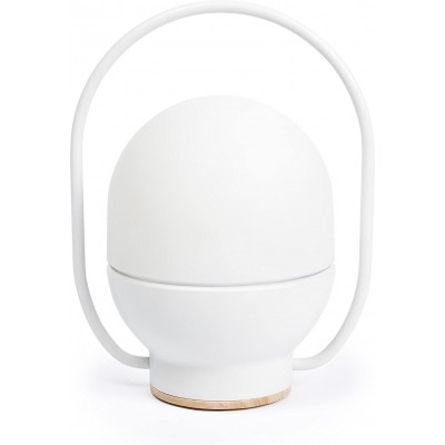 Hanging lamp 5W 3000K Warm light. Spherical Shape 20×12 cm. Portable LED Light Living room, dining room and bedroom. Modern Style. PMMA and Wood. White Color