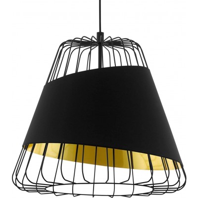 83,95 € Free Shipping | Hanging lamp Eglo 60W Conical Shape Ø 36 cm. Dining room. Vintage Style. Steel and Textile. Black Color