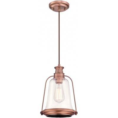 Hanging lamp 8W Conical Shape LED Living room, bedroom and lobby. Retro Style. Metal casting and Glass. Copper Color