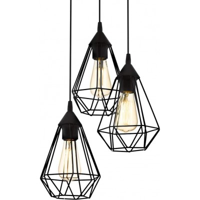 94,95 € Free Shipping | Hanging lamp Eglo 60W Triple focus Dining room. Retro, vintage and industrial Style. Metal casting. Black Color