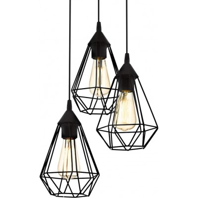 89,95 € Free Shipping | Hanging lamp Eglo 60W Triple focus Metal casting. Black Color