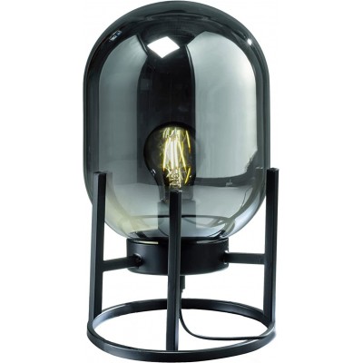 Lampe de table 40W Façonner Cylindrique 34×21 cm. Salle à manger, chambre et hall. Métal. Couleur noir