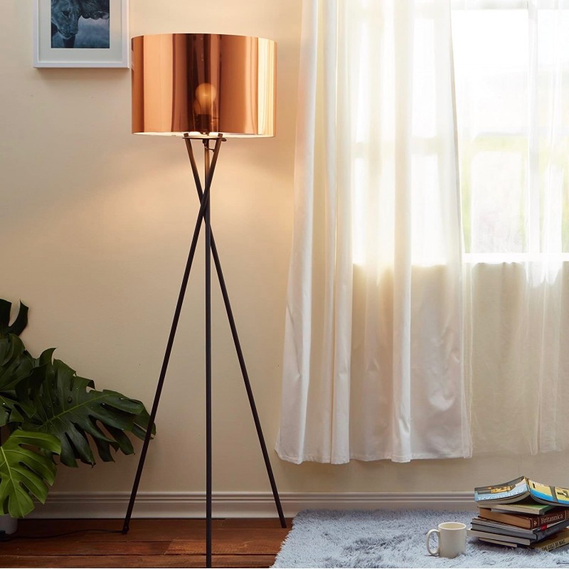 125,95 € Free Shipping | Floor lamp 50W Cylindrical Shape 158×58 cm. Clamping tripod Living room, bedroom and lobby. Modern Style. PMMA. Copper Color